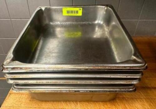 DESCRIPTION (5) HALF SIZE STAINLESS INSERTS ADDITIONAL INFORMATION 2" DEEP THIS LOT IS: SOLD BY THE PIECE LOCATION KITCHEN QTY 5