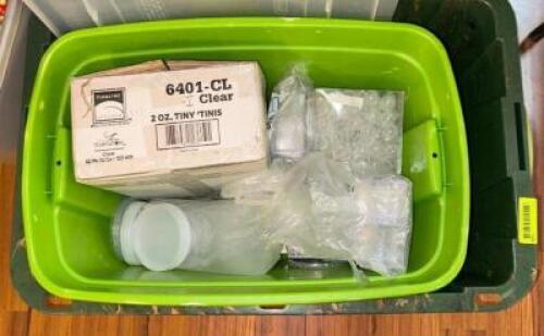 TOTE WITH ASSORTED PLASTIC PRODUCTS