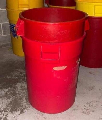 (4) - 44 GAL. RED TRASH CANS