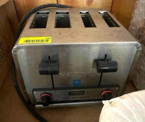 DESCRIPTION WARING FOUR SLICE ELECTRIC TOASTER. BRAND / MODEL: WARING LOCATION SITE 2 QTY 1
