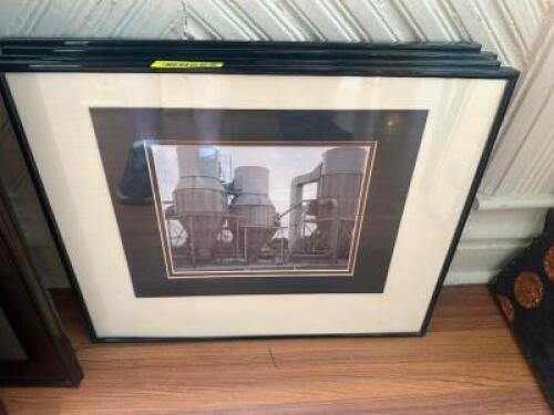 DESCRIPTION (4) SMALL FRAMED BLACK AND WHITE INDUSTRIAL PRINTS. THIS LOT IS: ONE MONEY LOCATION BAR QTY 1