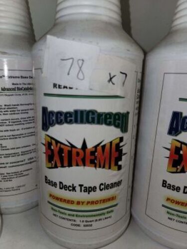 DESCRIPTION: (6) BASE DECK TAPE CLEANERBRAND/MODEL: ACCELLGREEN EXTREMESIZE: 1 QTRETAIL$: $8.00 EAQTY: 6
