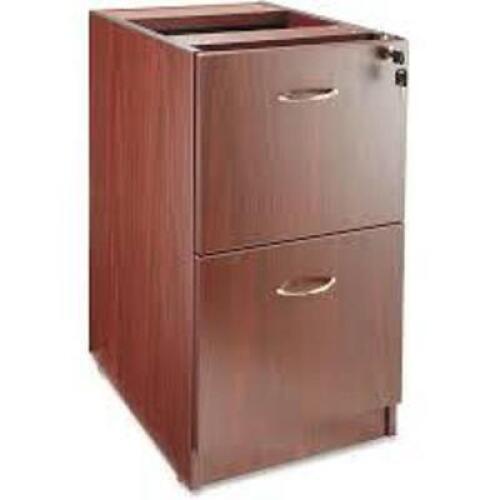 DESCRIPTION: (1) UNDER DESK PEDESTAL LEG BRAND/MODEL: LORELL #69605 INFORMATION: MAHOGANY SIZE: 2 DRAWER, NO TOP. DESK IS TOP, DESK NOT INCLUDEED RETA