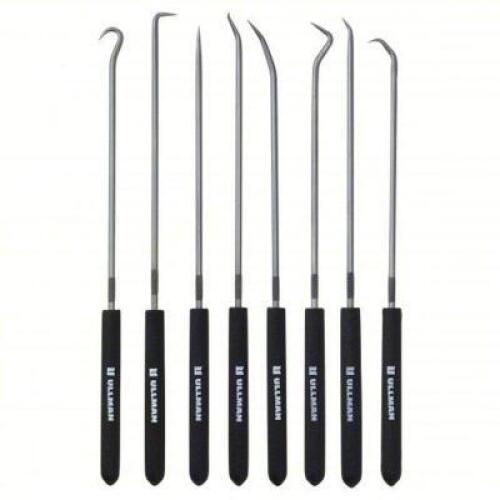 DESCRIPTION: (2) PICK AND HOOK SET BRAND/MODEL: ULLMAN #23UN09 SIZE: STEEL SHAFT, PLASTIC GRIPS, 8 PIECES, 9 3/4 IN OVERALL LG (IN.), 8 PK RETAIL$: $3