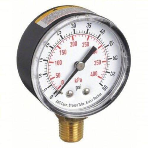 DESCRIPTION: (2) COMMERCIAL PRESSURE GAUGE BRAND/MODEL: 4FLT9B SIZE: 0-60 PSI RETAIL$: $13.38 EA QTY: 2