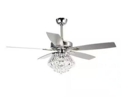 Zuniga 52 in. Indoor Chrome Downrod Mount Crystal Chandelier Ceiling Fan