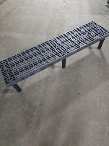 DESCRIPTION: (2) OFF GROUND STORAGE FOR DRAINAGE INFORMATION: BLACK, PLASTIOC SIZE: 16"W X 65.5 " L X 12"H RETAIL$: $114.99 EA QTY: 2