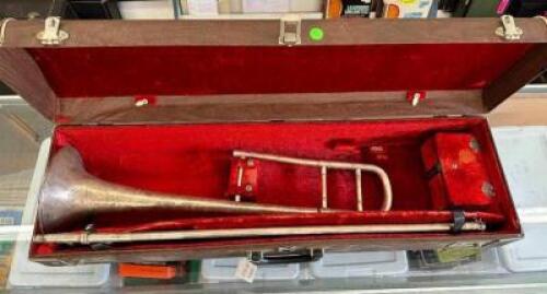 VINTAGE SILVER TROMBONE WITH CASE