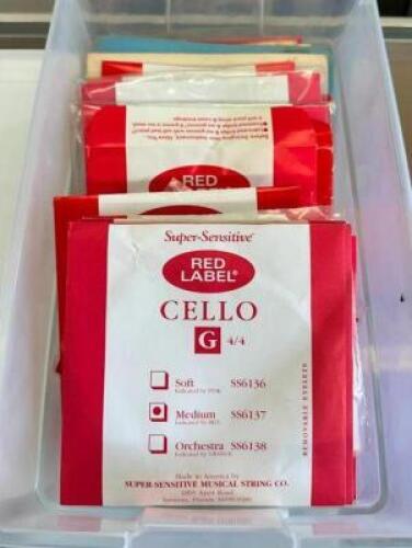 BIN OF CELLO STRINGS SINGLES & SETS