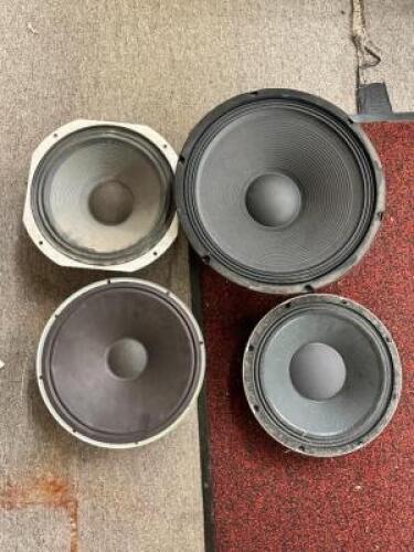 (4)- ASSORTED SIZED SPEAKERS