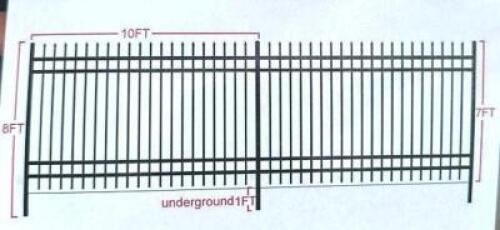 DESCRIPTION: 220' OF GALVANIZED STEEL FENCING WITH HARDWARE BRAND/MODEL: MOBE MO20S SIZE: 10'X7' PIECES QTY: 1
