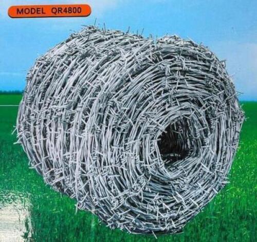 DESCRIPTION: 310' OF HIGH TENSILE TRIPLE-LAYER GALVANIZED BARBED WIRE BRAND/MODEL: DIGGIT QR4800 INFORMATION: (41) POSTS SIZE: 7' RETAIL$: $150.99 QTY