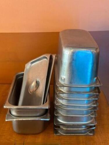 (12) - 1/3 SIZE STAINLESS INSERTS WITH ASSORTED DEPTHS