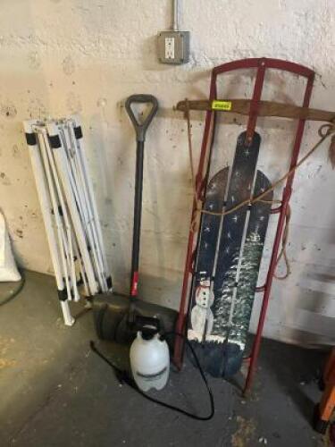 ASSORTED LAWN, TOOL AND DECORATIONS