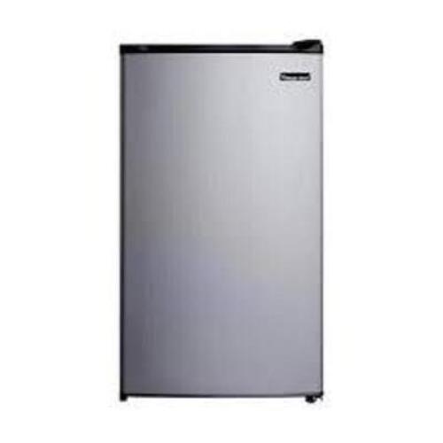 DESCRIPTION: (1) COMPACT REFRIGERATOR BRAND/MODEL: MAGIC CHEF INFORMATION: STAINLESS STEEL DOOR SIZE: 3.2 CU FT RETAIL$: $149.00 EA QTY: 1