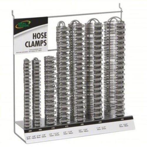 DESCRIPTION: (1) HOSE CLAMP ASSORTMENT RACK BRAND/MODEL: PRODUCT NUMBER #802UL0 INFORMATION: STAINLESS STEEL RETAIL$: $309.54 EA QTY: 1