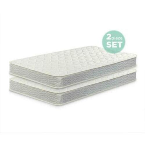 DESCRIPTION: (1) SPRING MATTRESS BRAND/MODEL: SLUMBER 1/W-BLBN-600D INFORMATION: TWIN OVER TWIN/EXTRA FIRM RETAIL$: $89.00 PER SET SIZE: TWIN QTY: 1