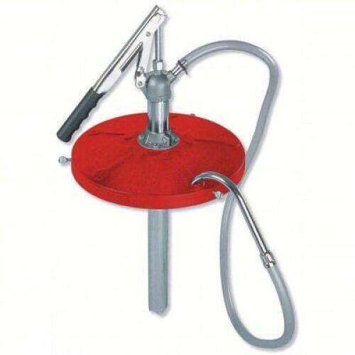 DESCRIPTION: (1) LEVER ACTION BUCKET PUMP BRAND/MODEL: WESTWARD #5NUD5 INFORMATION: RED SIZE: 5 GAL FOR CONTAINER SIZE, 4 OZ PER STROKE MAX. FLOW RATE