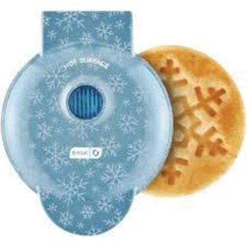 DESCRIPTION: (2) MINI WAFFLE MAKER BRAND/MODEL: DASH INFORMATION: SNOWFLAKES RETAIL$: $10.00 EA QTY: 2