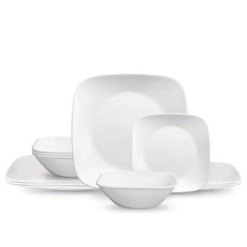 DESCRIPTION: (1) DINNERWARE SET BRAND/MODEL: CORELLE/1142724 INFORMATION: PURE WHITE/12-PIECES RETAIL$: $41.96 QTY: 1