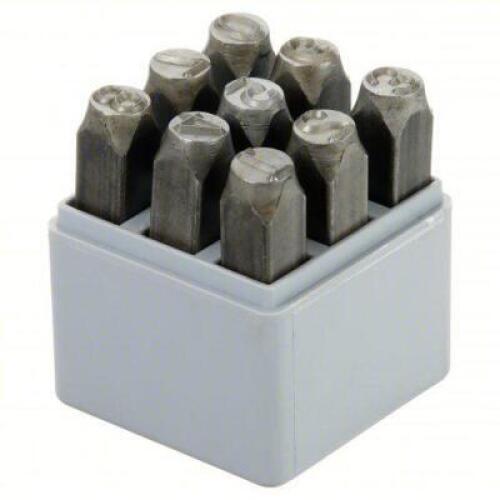 DESCRIPTION: (1) NUMBER SET STEEL PUNCHES BRAND/MODEL: C.H. HANSON #43Y645 INFORMATION: 0 THRU 9 (6 DOUBLES AS 9), 3/8 IN CHARACTER HT, 3 1/8 IN SHANK