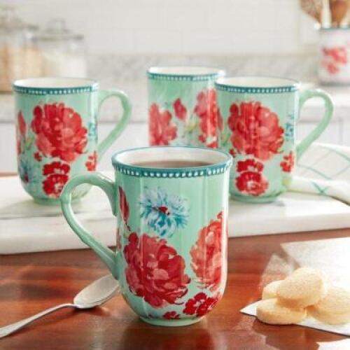 DESCRIPTION: (1) PACK OF (4) GEORGEOUS GARDEN LARGE STONEWARE MUGS BRAND/MODEL: THE PIONEER WOMAN/PWD935838214113 INFORMATION: MULTICOLOR/WEDDING RETA