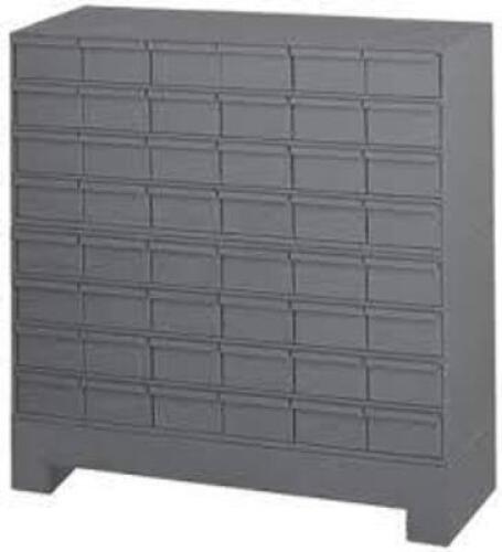 DESCRIPTION: (1) DRAWER STORAGE BRAND/MODEL: DURHAM INFORMATION: GRAY, STEEL SIZE: 48 DRAWERS RETAIL$: $1492.25 EA QTY: 1