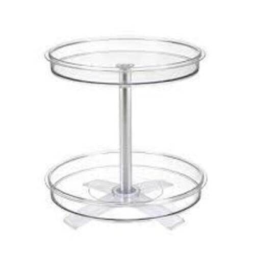 DESCRIPTION: (3) MULTI-FUNCTION ROTATING RACK INFORMATION: TRANSPARENT SIZE: 2 TIER RETAIL$: $25.17 EA QTY: 3