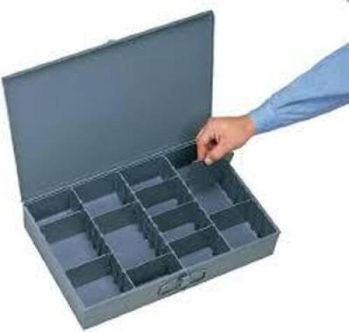 DESCRIPTION: (4) SMALL PARTS STORAGE BOXES BRAND/MODEL: DURHAM INFORMATION: GRAY SIZE: ADJUSTABLE COMPARTMENTS RETAIL$: $32.50 EA QTY: 4