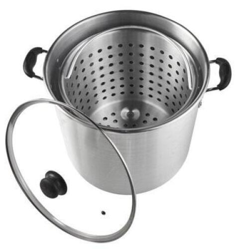 DESCRIPTION: (1) STREAMER BASKET BRAND/MODEL: IMUSA/CRA-50032 INFORMATION: COOL TOUCH HANDLES/MULTI-POT RETAIL$: $39.97 SIZE: 32 QT [14.8"L X15.4"W X