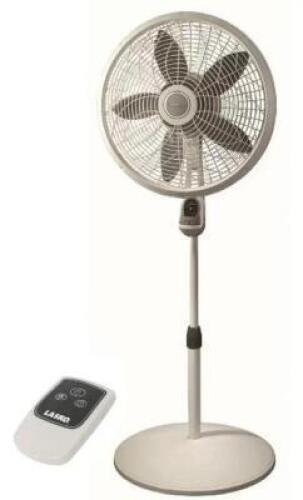 DESCRIPTION: (1) ELEGANCE & PERFORMANCE PEDESTAL FAN BRAND/MODEL: LASKO/1850 INFORMATION: 3-SPEED/OSCILLATING/WHITE RETAIL$: $44.99 SIZE: 18"FAN DIA X