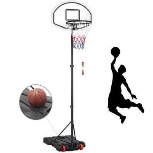 DESCRIPTION: (1) PORTABLE YOUTH BASKETBALL HOOP BRAND/MODEL: YAHEETECH/591693 INFORMATION: WHITE & BLACK/6-ADJUSTABLE HEIGHTS RETAIL$: $58.99 SIZE: 5'