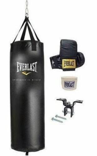 DESCRIPTION: (1) HEAVY BAG KIT BRAND/MODEL: EVERLAST/SG40 INFORMATION: BLACK/COME WITH BOXING GLOVES RETAIL$: $130.98 SIZE: 70-LBS QTY: 1