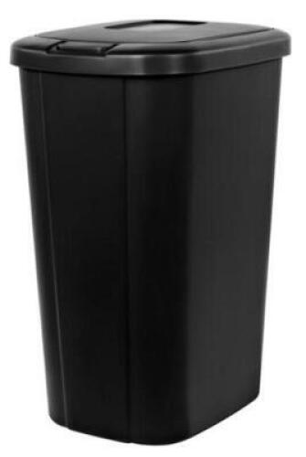 DESCRIPTION: (3) TOUCH-LID TRASH CAN BRAND/MODEL: HEFTY/H-2166-31OHFT-A-075 INFORMATION: BLACK/DECORATIVE TEXTURE RETAIL$: $16.94 EACH SIZE: 13.3 GAL.