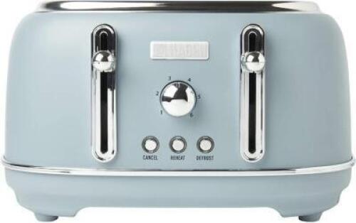 DESCRIPTION: (1) VINTAGE COUNTERTOP TOASTER KITCHEN BRAND/MODEL: HADEN/75026 INFORMATION: POOL BLUE/4-SLICES RETAIL$: $109.99 SIZE: 11.75" X 11.5" X 7
