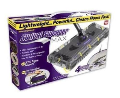 DESCRIPTION: (1) SWIVEL SWEEPER BRAND/MODEL: ONTEL/SWSMAX-MC4 INFORMATION: REMOVABLE CLEANABLE BRISTLES/360 DEGREES RETAIL$: $39.99 SIZE: 31.15"L X 10