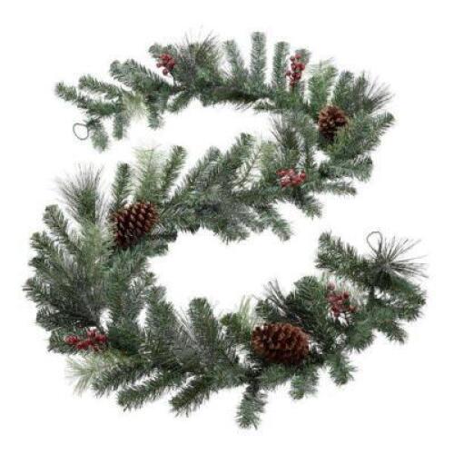DESCRIPTION: (1) PINE CONE & HOLLY GARLAND BRAND/MODEL: HOLIDAY TIME/29373JC INFORMATION: GREEN RETAIL$: $25.47 SIZE: 9' QTY: 1