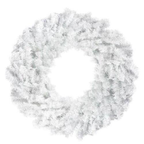 DESCRIPTION: (1) PINE ARTIFICIAL CHRISTMAS WREATH INFORMATION: WHITE RETAIL$: $29.99 SIZE: 16"DIA QTY: 1