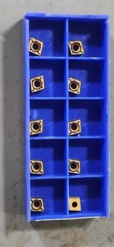 DESCRIPTION: (10) CARBIDE TURNING INSERTS BRAND/MODEL: SUMITOMO CPMT21.51ESU RETAIL$: $100.90 QTY: 10