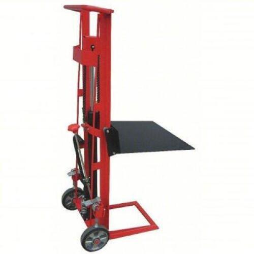 DESCRIPTION: (1) MANUAL PLATFORM LIFT TRUCK BRAND/MODEL: DAYTON/2MPU6 INFORMATION: 750LB LOAD CAPACITY, 1/2" - 54" LIFTING HEIGHT, RETAIL$: $853.93 SI