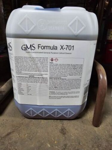 DESCRIPTION: (1) SUPER CONCENTRATE GENERAL PURPOSE COLLOID CLEANER BRAND/MODEL: GMS FORMULA X-701 SIZE: 5 GALLON RETAIL$: $125.12 EA QTY: 1