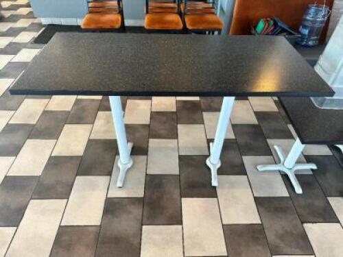 DESCRIPTION 60" X 30" BLACK COMPOSITE DOUBLE PEDESTAL TABLE ADDITIONAL INFORMATION W/ PUB BASES. LOCATION SEATING QTY 1