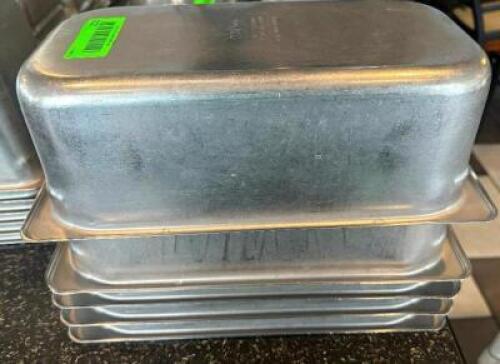 DESCRIPTION (5) 1/3 SIZE STAINLESS INSERTS ADDITIONAL INFORMATION 4" DEEP THIS LOT IS: SOLD BY THE PIECE LOCATION SEATING QTY 5