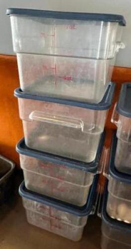DESCRIPTION (4) 12 QT PLASTIC FOOD CONTAINERS W/ LIDS SIZE 12 QT THIS LOT IS: SOLD BY THE PIECE LOCATION SEATING QTY 4