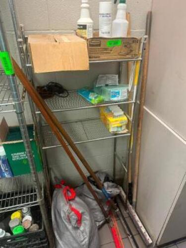 DESCRIPTION SHELF AND CONTENTS - ASSORTED CLEANING SUPPLIES THIS LOT IS: ONE MONEY LOCATION KITCHEN QTY 1