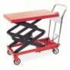 DESCRIPTION: (1) MANUAL MOBILE SCISSOR-LIFT TABLE BRAND/MODEL: DAYTON/3KR47 INFORMATION: LOAD CAPACITY: 800 LBS/RED/HYDRAULIC SIZE: 38-1/4"H X 38-1/2"