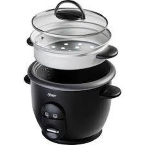 DESCRIPTION: (1) RICE AND GRAIN COOKER BRAND/MODEL: OSTER SIZE: 6 CUP RETAIL$: $25.00 EA QTY: 1