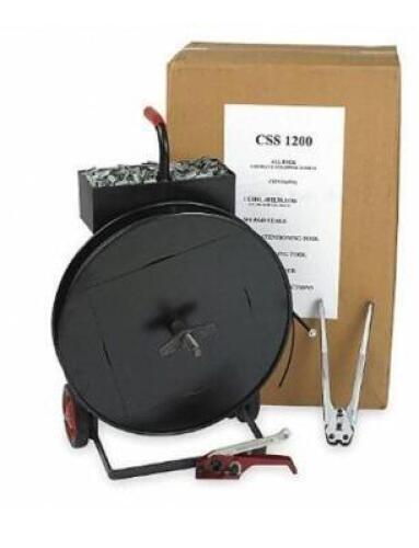 DESCRIPTION: (1) PLASTIC STRAPPING KIT BRAND/MODEL: GRAINGER/2CXL5 INFORMATION: BREAK STRENGTH: 500 LB/EMBOSSED RETAIL$: $695.40 SIZE: 1/2"STRAP WIDTH