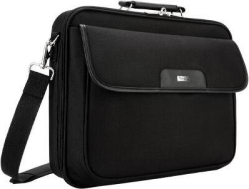 DESCRIPTION: (1) BUSINESS WORKSPACE CROSSBODY BAG BRAND/MODEL: TARGUS/GSA-OCN1 INFORMATION: BLACK/TROLLEY STRAP RETAIL$: $56.90 SIZE: 15" X 5" X 16" Q