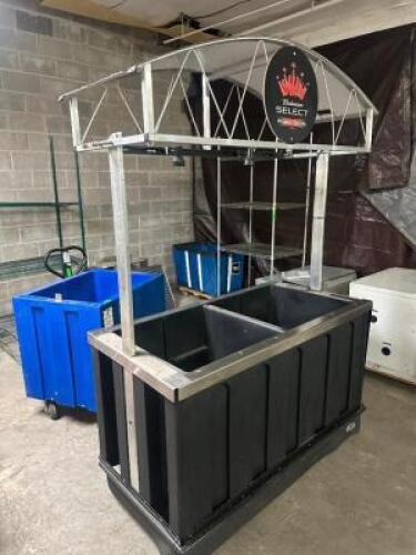 60" ROLL ABOUT PLASTIC EVENT BAR W/ AWNING AND LIGHTING.